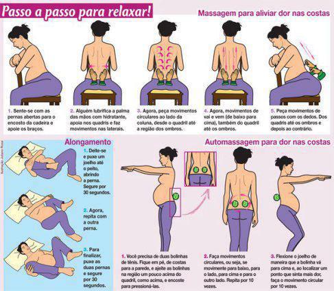 Dicas de massagem para gestantes com dores nas costas. Nutricionista Materno-Infantil